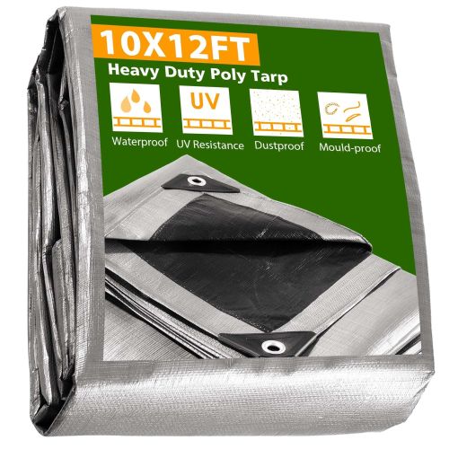 10x12ft Heavy Duty Poly Tarp/ Silver+Black 10x12ft Heavy Duty Poly Tarp/ Silver+Black